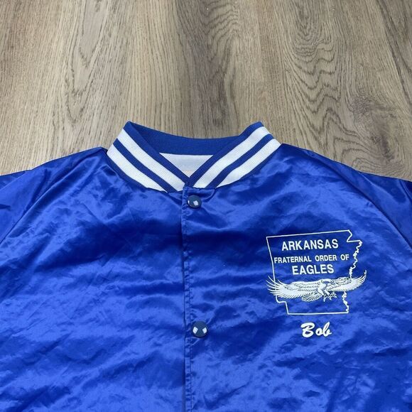 Vintage Jacket Mens XL Arkansas Fraternal Order of Eagles Satin Y2K Westark - Picture 2 of 8